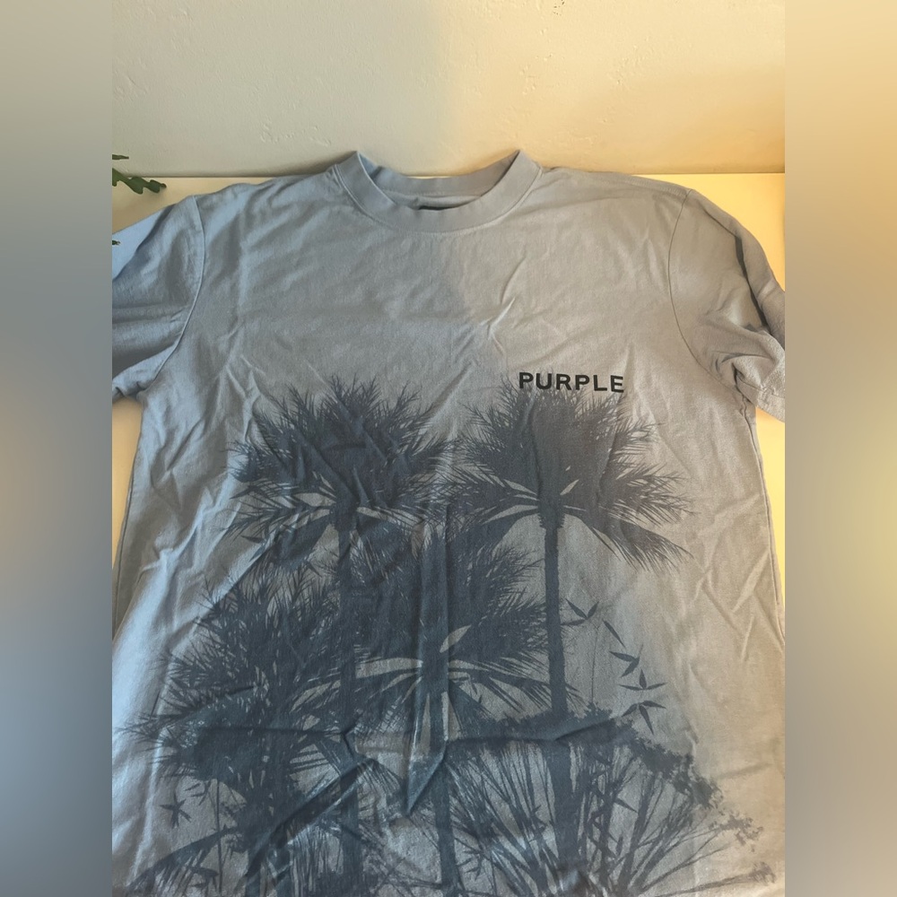 Purple Brand Textured Jersey SS Tee Placid Blue Palms